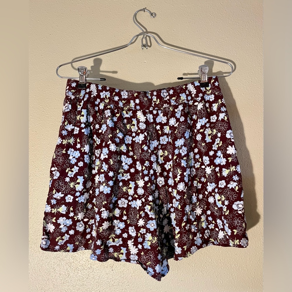Brown Floral Flowy Shorts